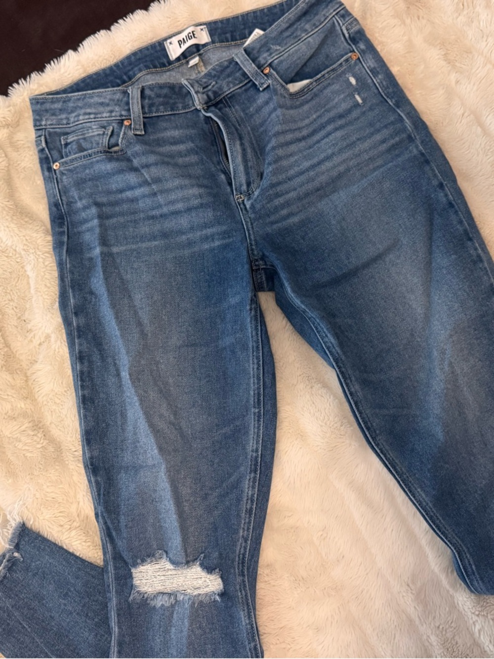 PAIGE Women's Blue Skinny Distressed Stretch Jeans 30